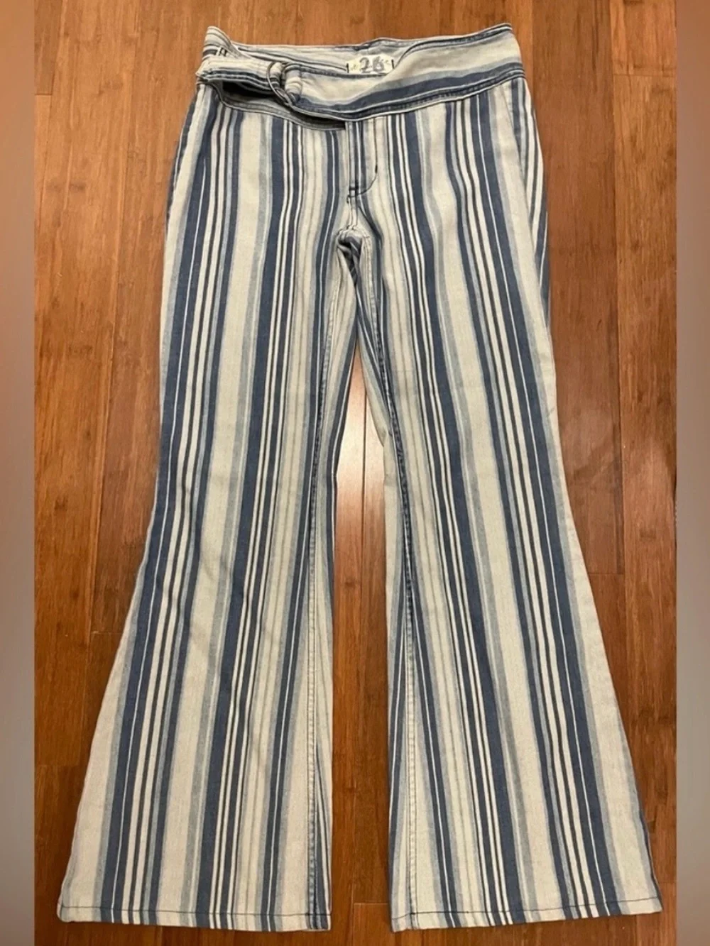 Free People Jeans 25 Flare Striped Beach Hippie